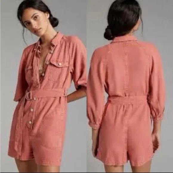 Pilcro Coral Button-Up Romper - Picture 2 of 11